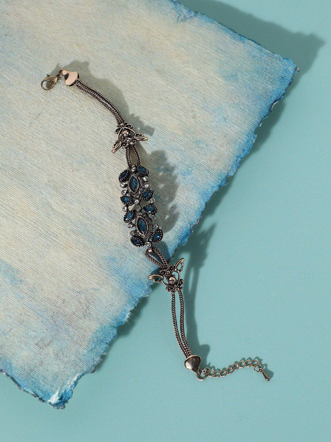 sohi women silver-plated stone studded link bracelet