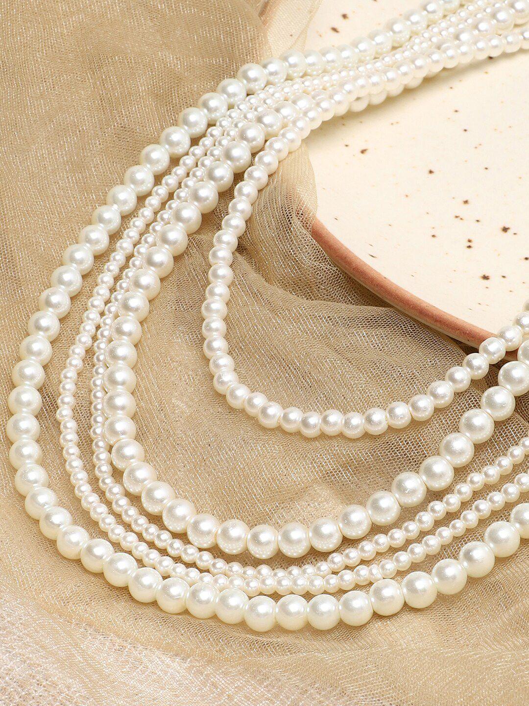 sohi women white pearls layered necklace