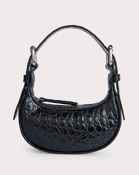 soho croc embossed micro baguette with adjustable strap