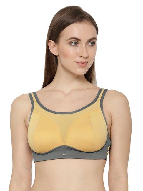 soie  yellow non wired padded sports bra
