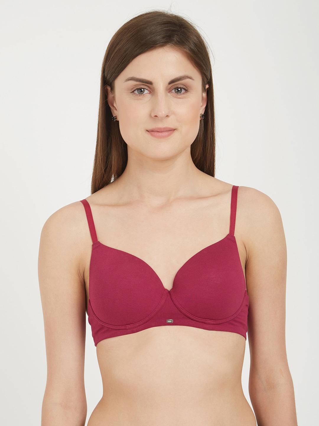 soie-maroon-solid-non-wired-lightly-padded-t-shirt-bra-cb-123