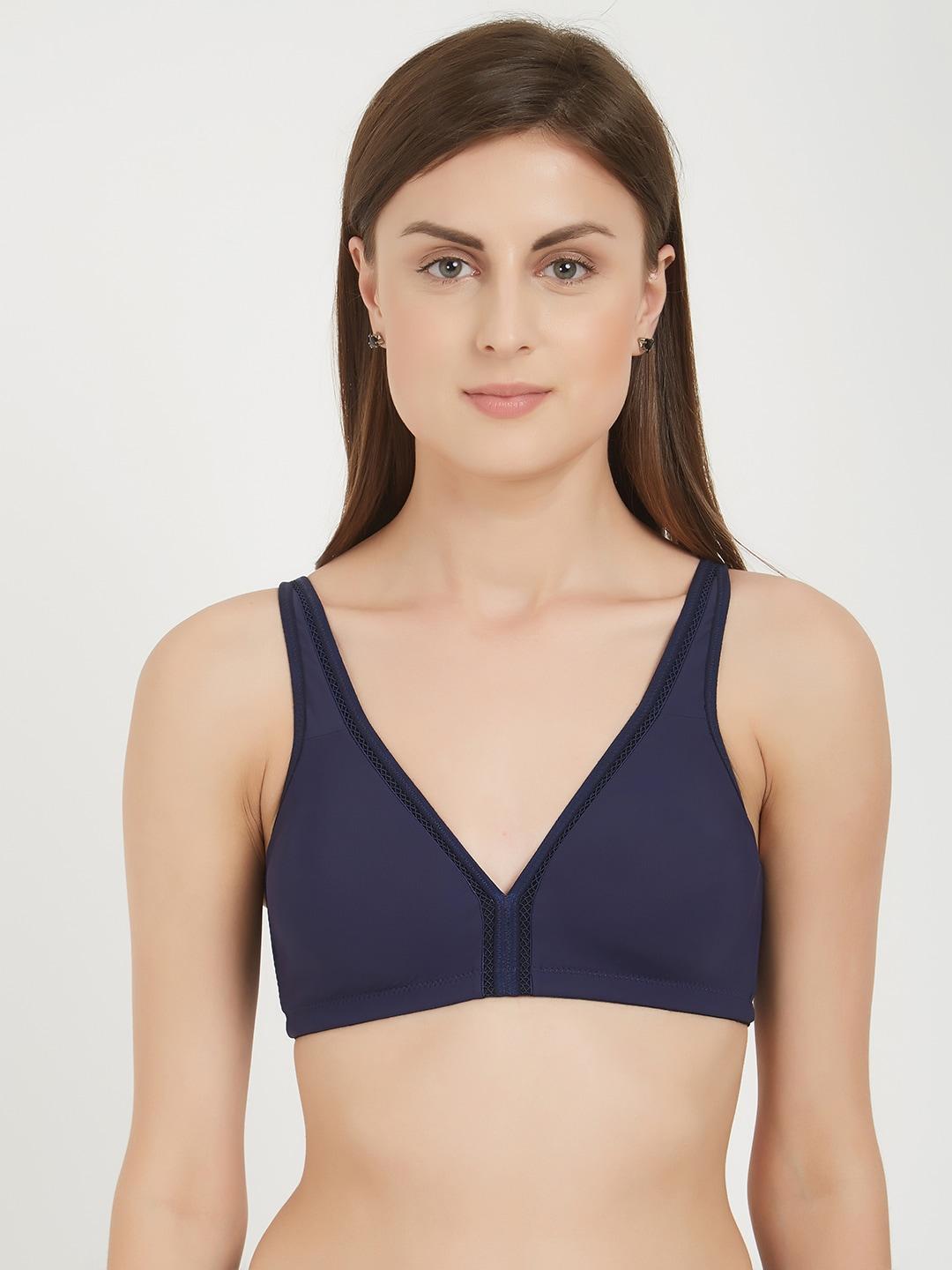 soie navy blue solid non-wired non padded everyday bra cb-327