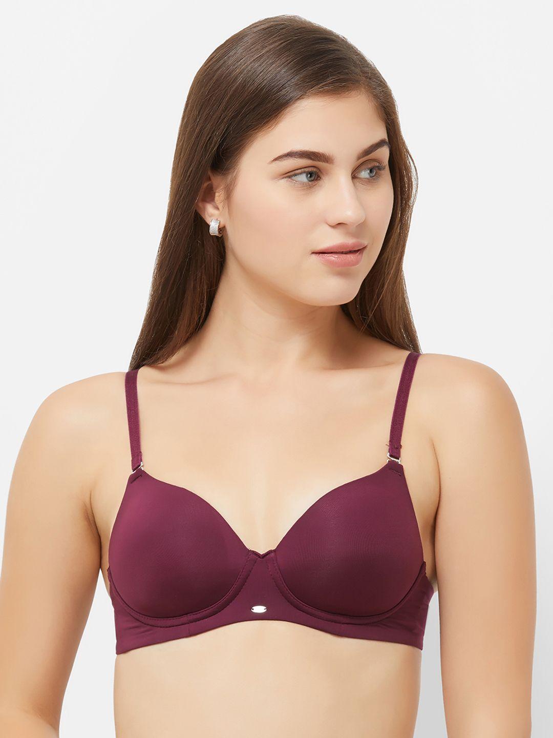 soie purple solid non-wired lightly padded t-shirt bra