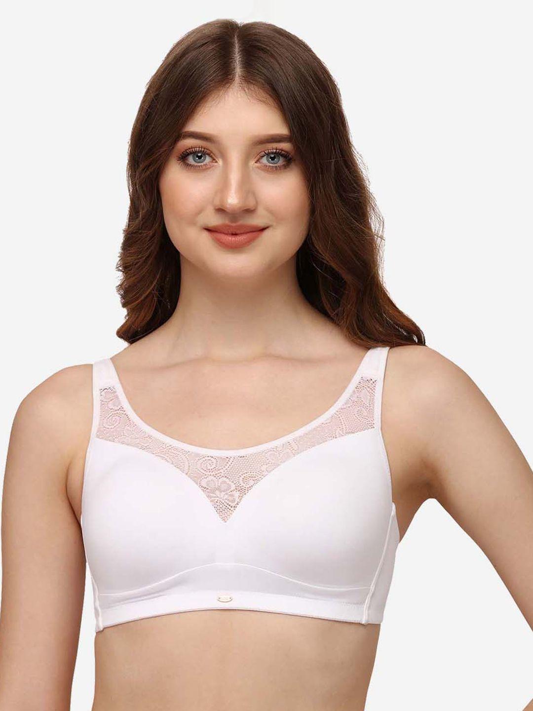 soie women  white full coverage lightly padded non wired bra cb-132white-white