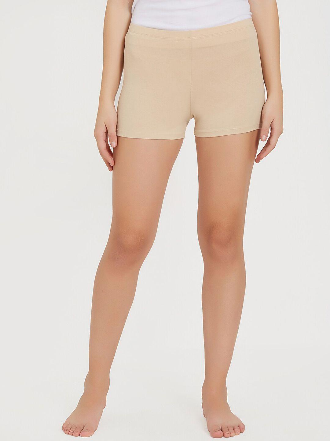 soie women nude-coloured solid cycling shorts cs-2