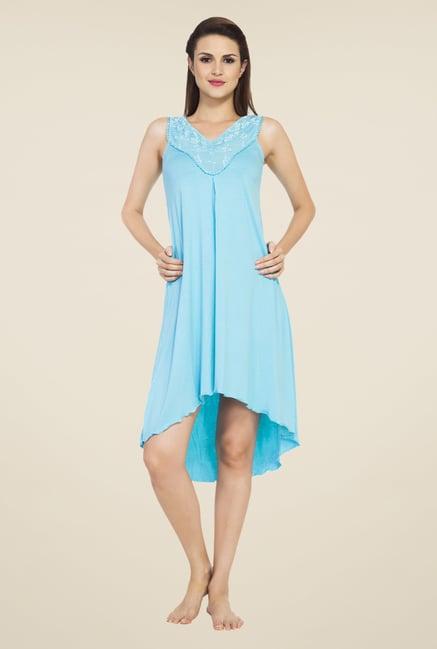 soie aqua lace night gown