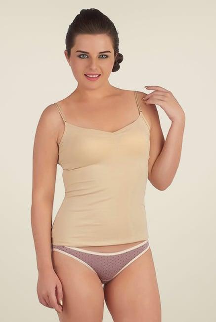 soie beige solid camisole