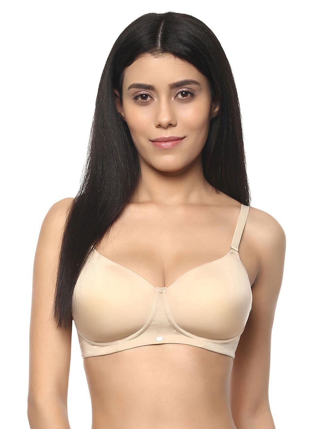 soie beige solid non-wired lightly padded everyday bra