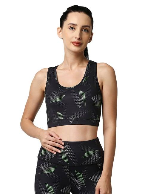 soie black printed sports bra