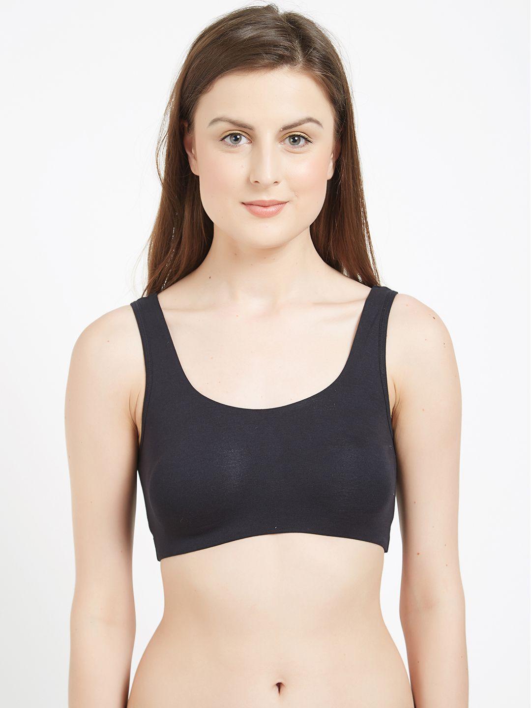 soie black solid non-wired non padded lounge bra bb-03black
