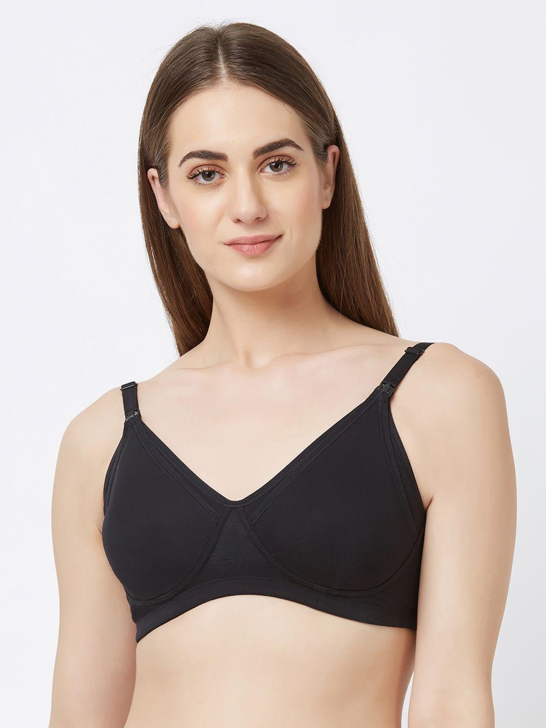 soie black solid non-wired non padded maternity bra cb-331