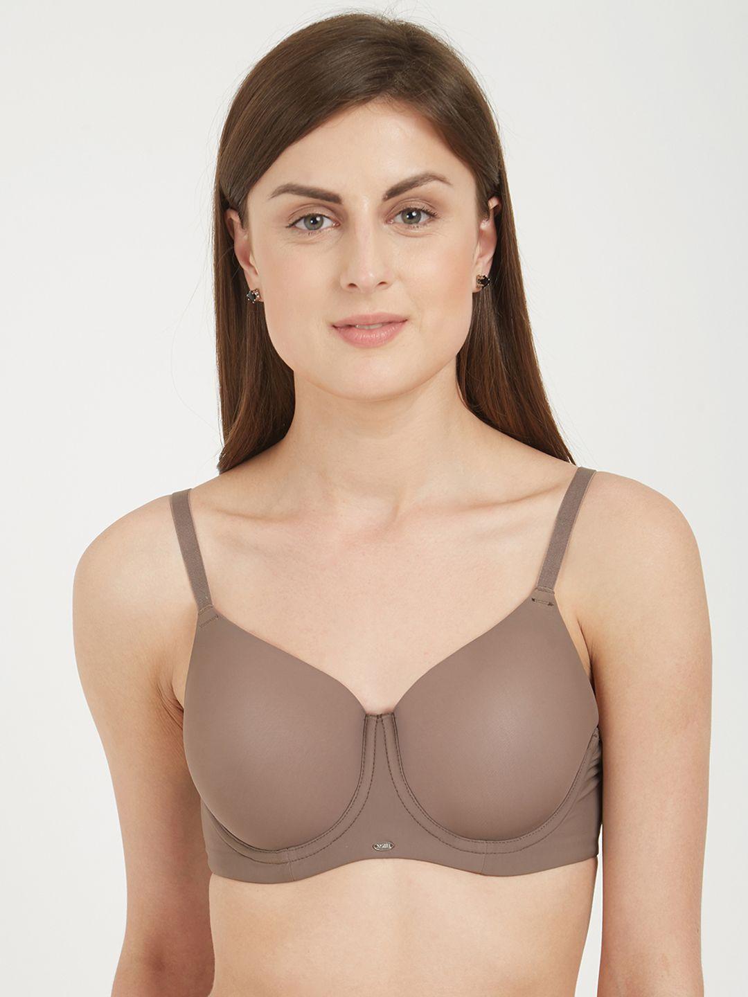 soie brown solid underwired lightly padded everyday bra cb-121