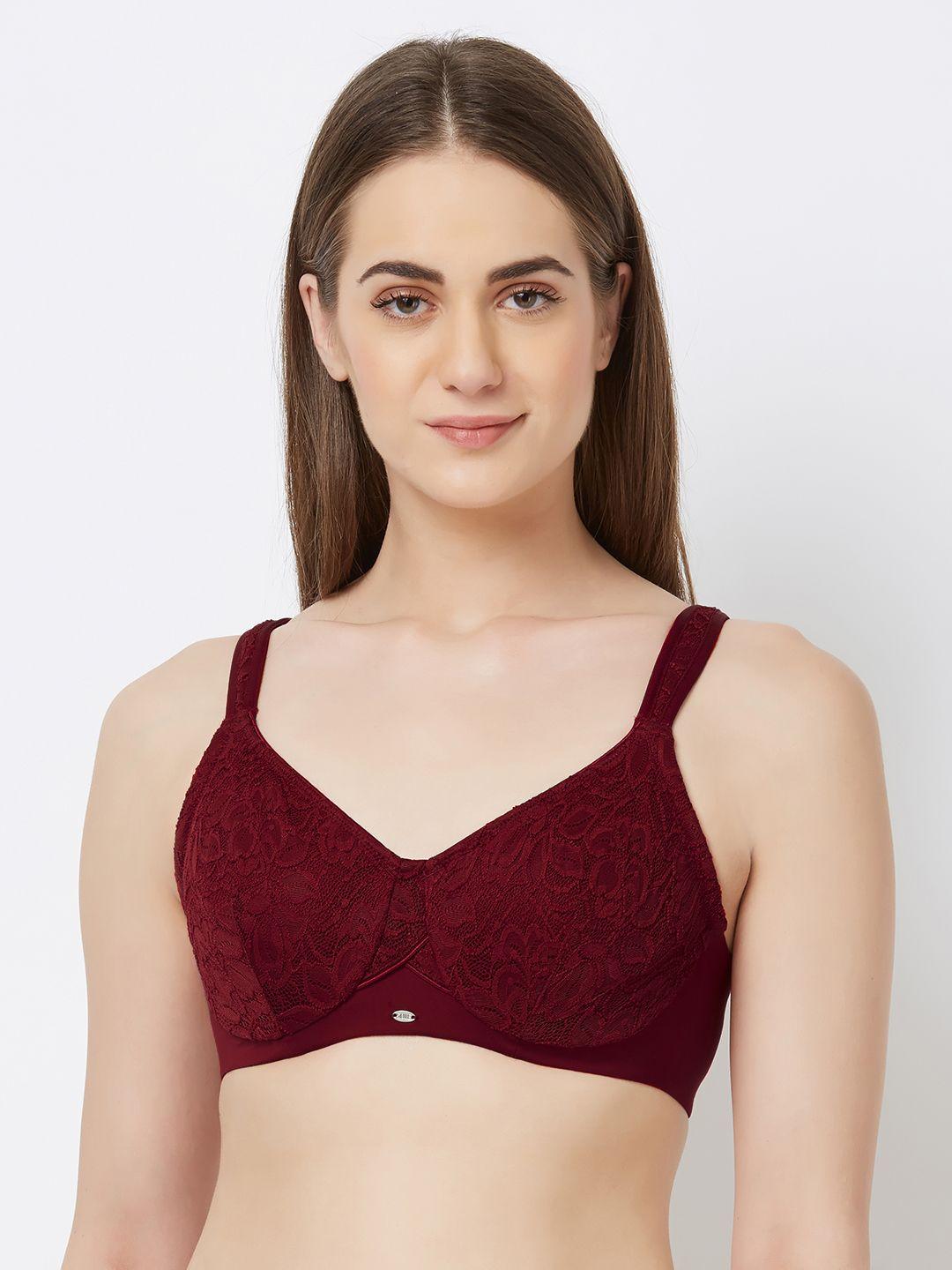 soie brown underwired non padded full coverage everyday bra fb-610crimson