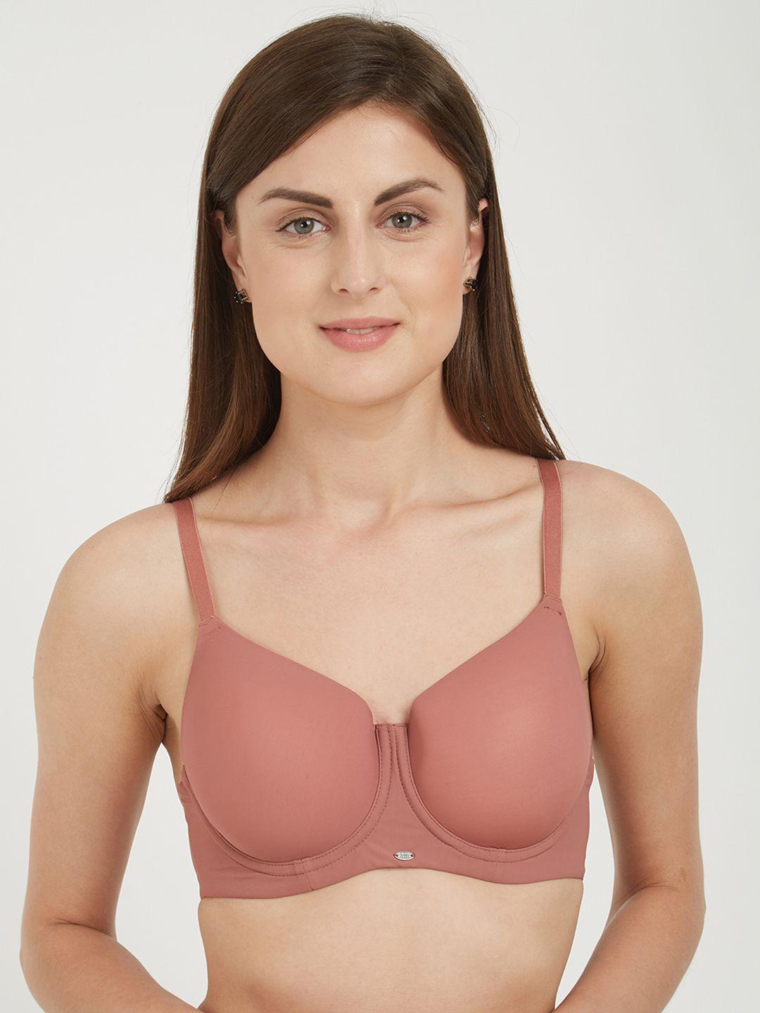 soie dusty pink solid underwired lightly padded everyday bra cb-121