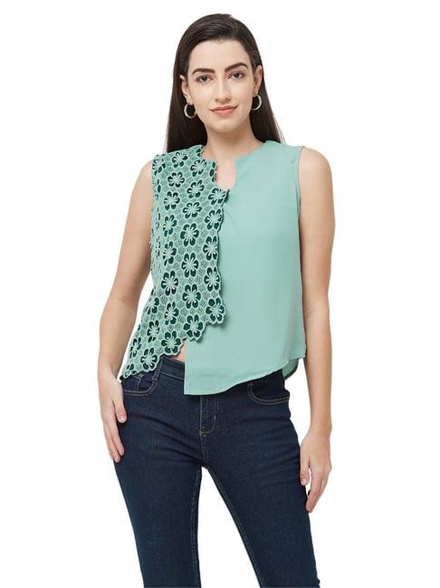 soie green embroidered top