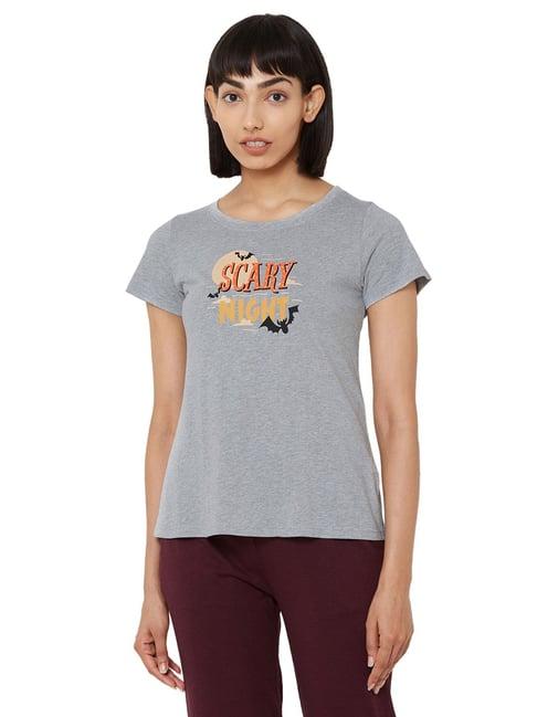 soie grey printed lounge t-shirt