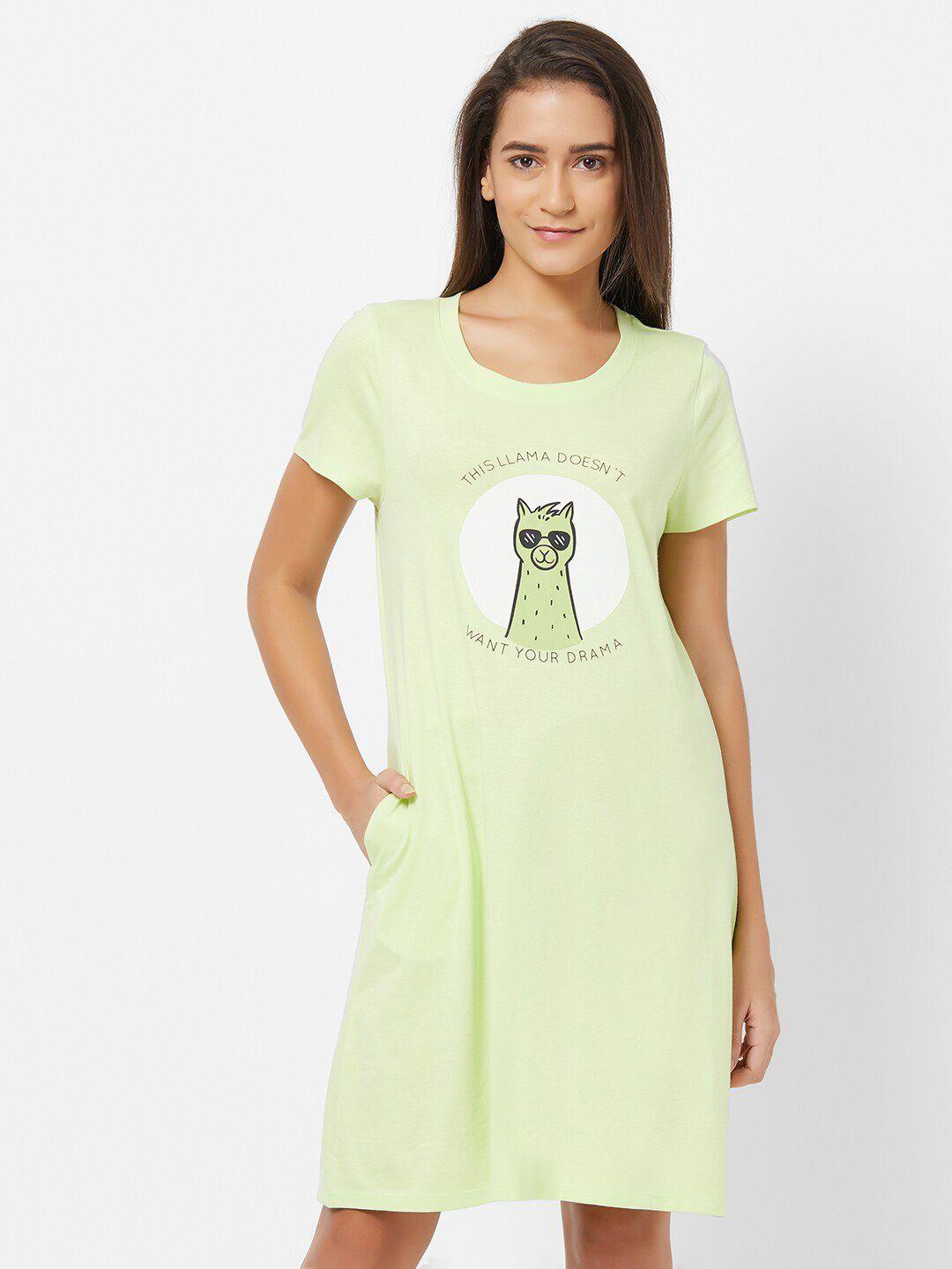 soie lime green printed nightdress