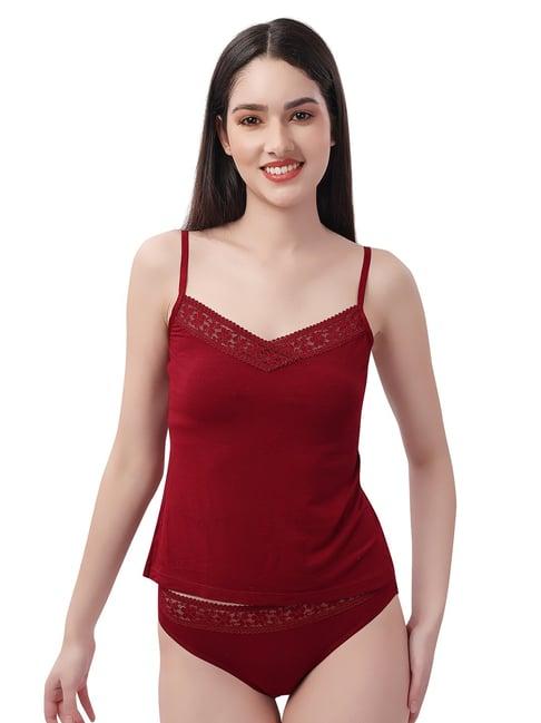 soie maroon self design camisole