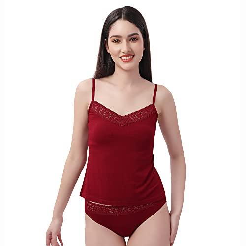 soie micro modal spandex lace neckline camisole maroon