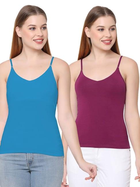 soie multicolor cotton camisole (pack of 2)