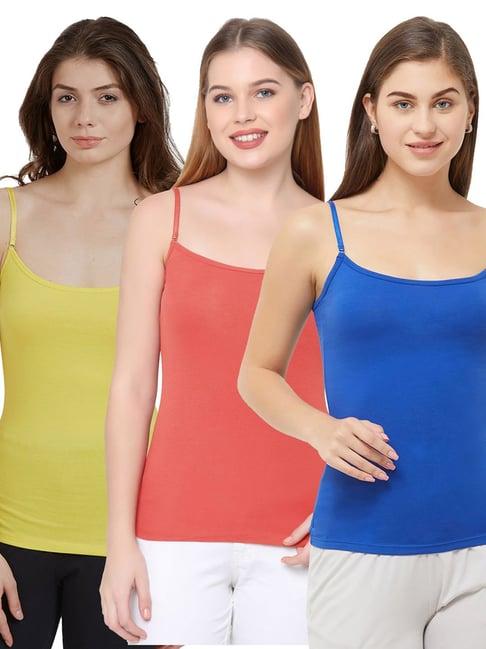 soie multicolor cotton camisole (pack of 3)