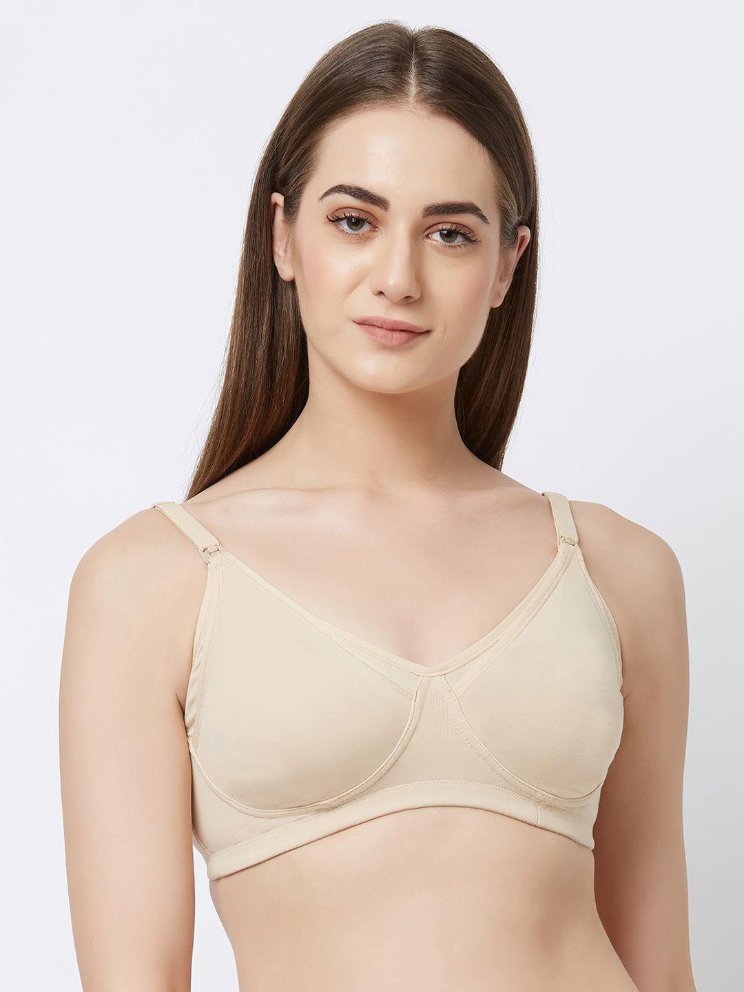 soie nude-coloured solid non-wired non padded maternity bra cb-331nude