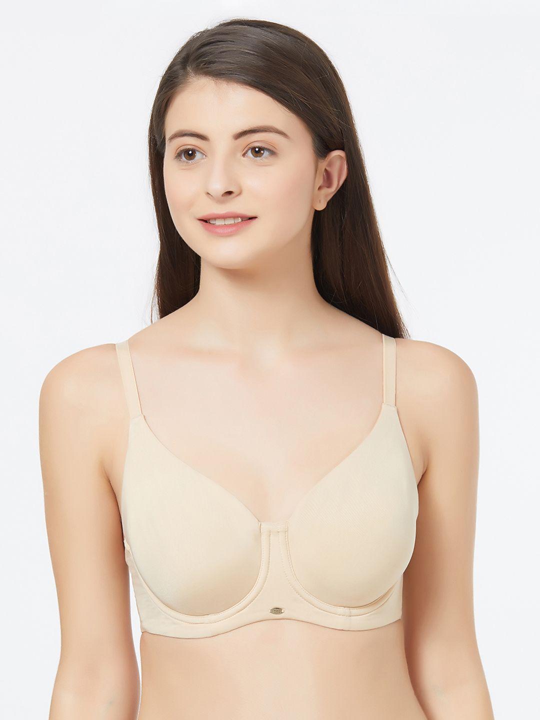 soie nude-coloured solid underwired non-padded bra cb-203nude