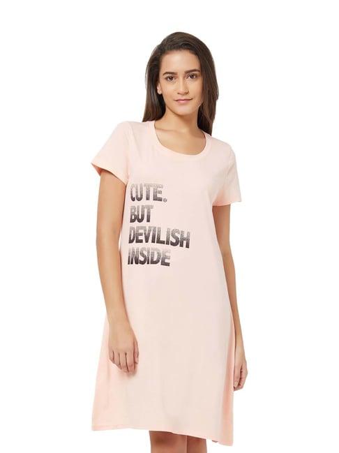 soie peach cotton printed sleep t-shirt