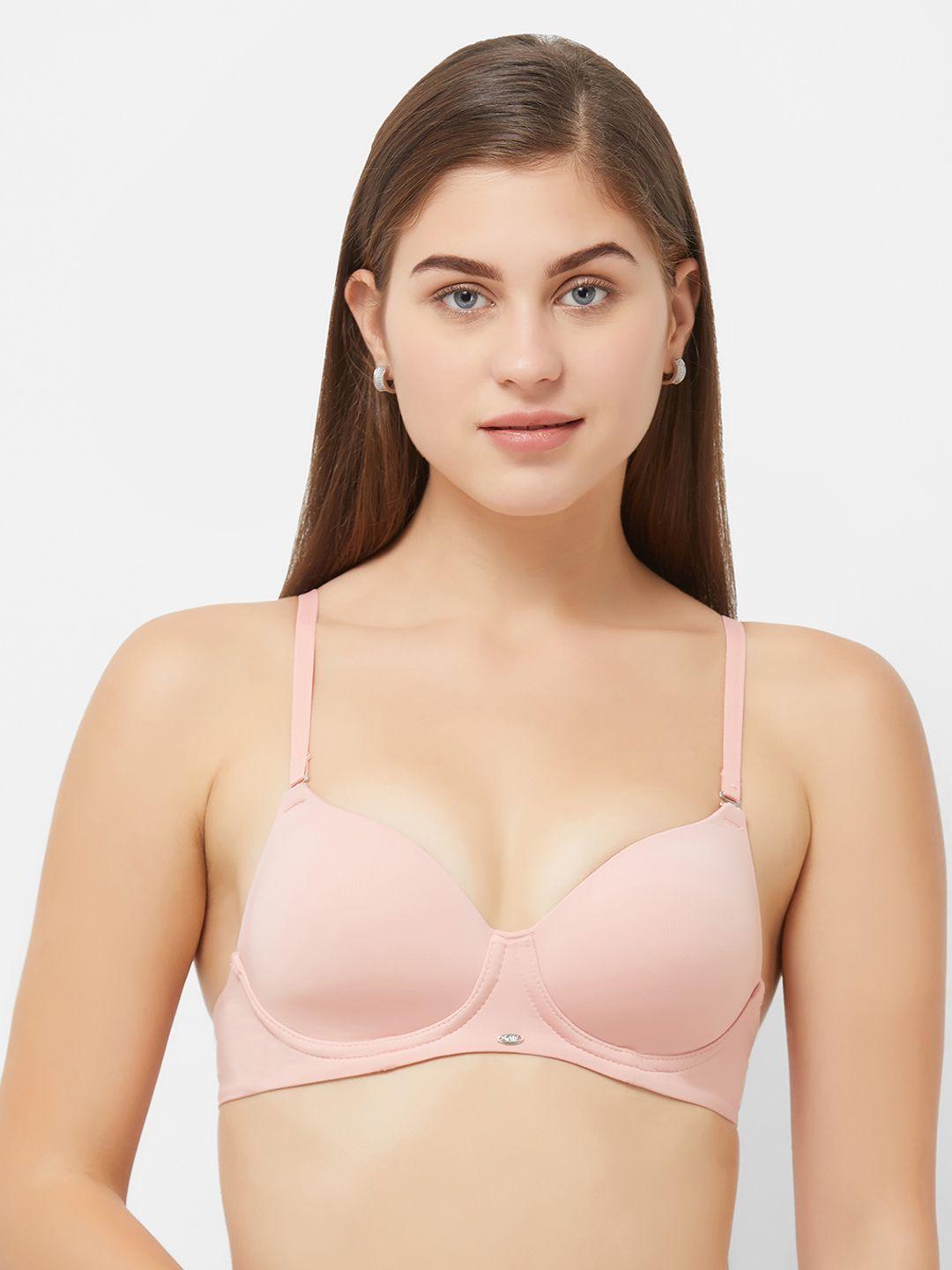 soie pink solid non-wired lightly padded everyday bra cb-125blush