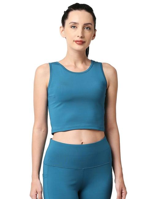 soie teal activewear crop top