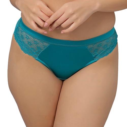 soie women's mid rise full coverage lace seamless panty (fp-1562 peacock m-a)