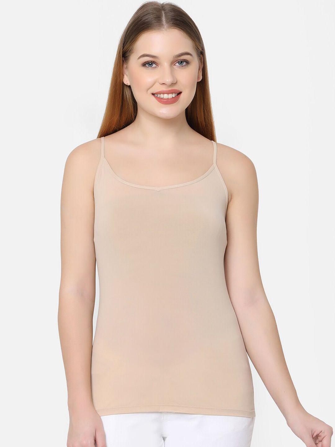 soie women beige solid camisole