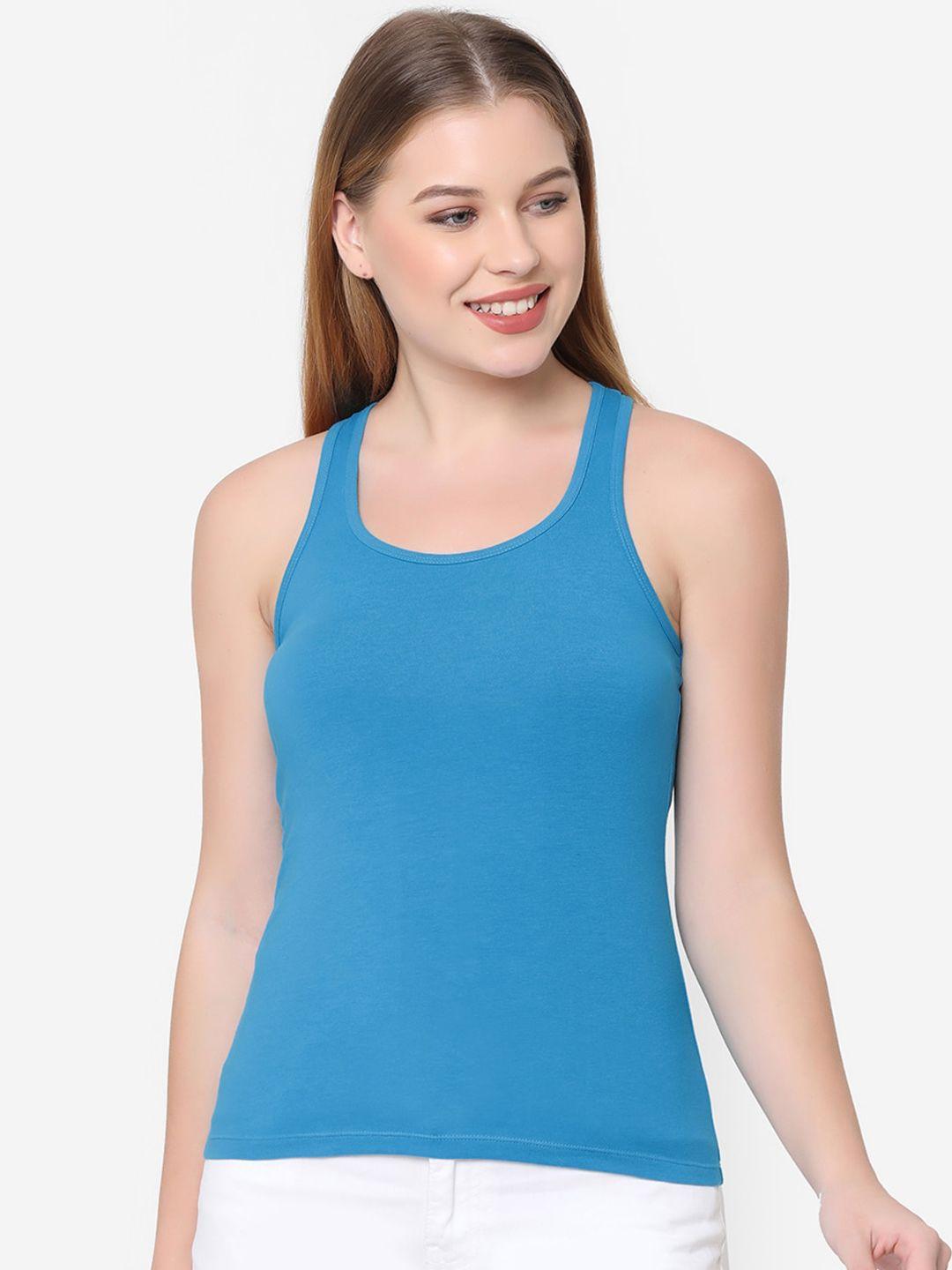 soie women blue solid camisole