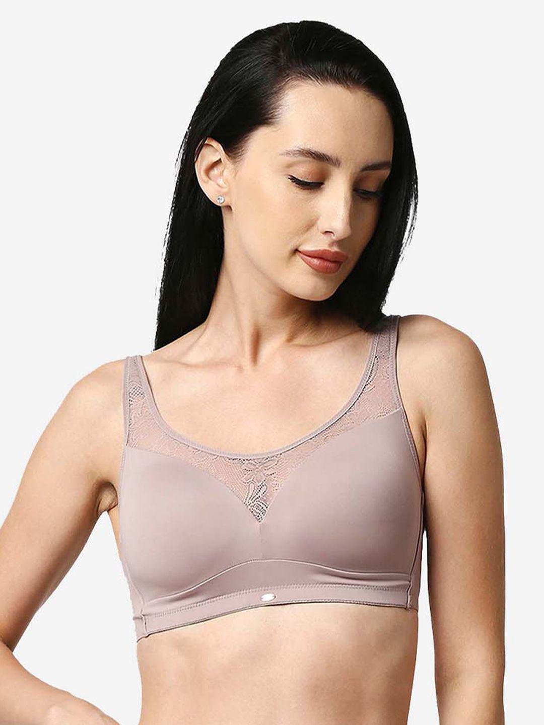 soie women brown full coverage lightly padded non wired bra cb-132bark-bark