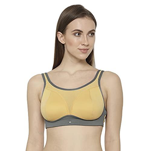 soie women extreme coverage medium impact spacer cups non wired bra, yellow, 34b