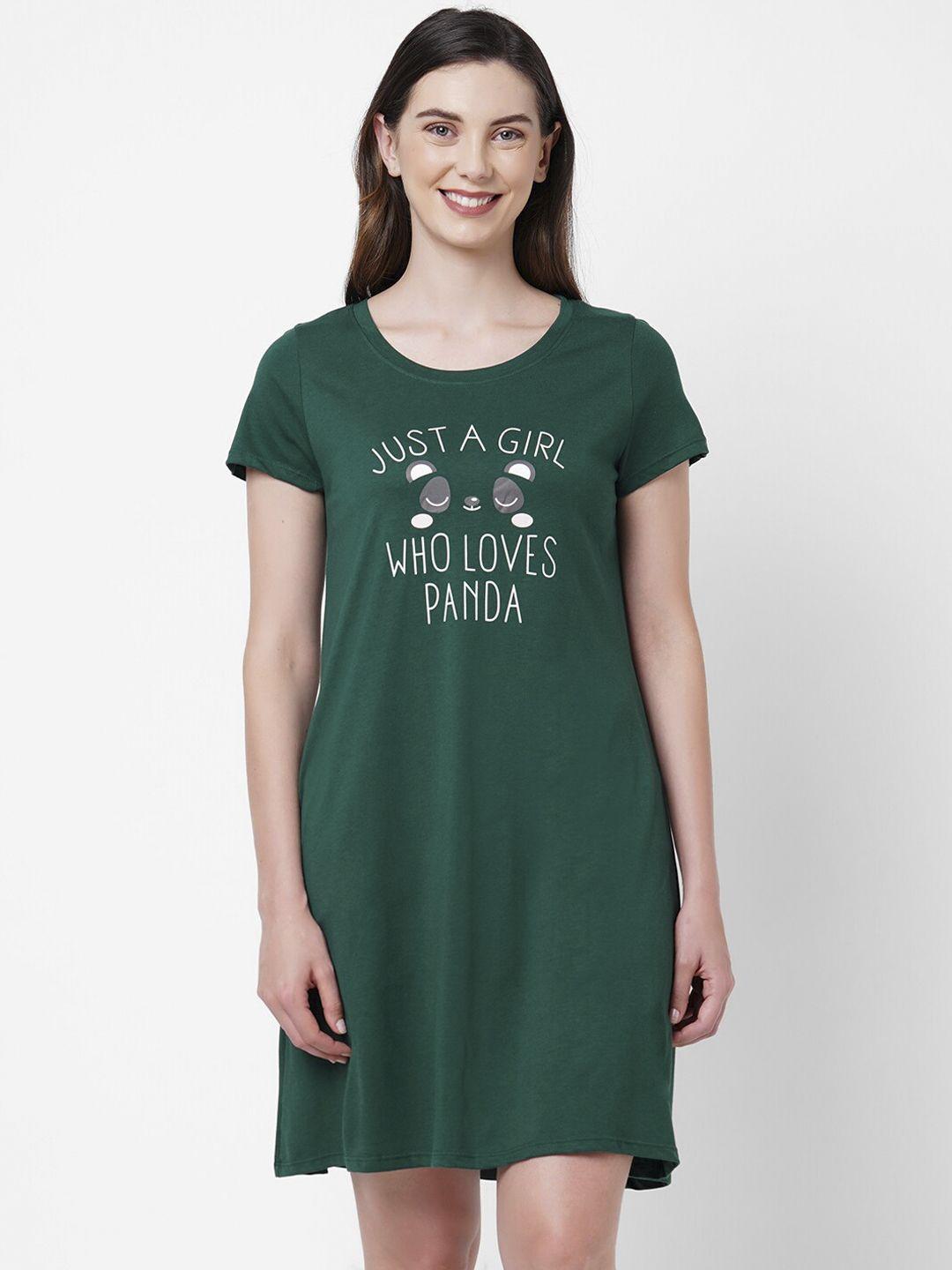 soie women green printed sleep shirts