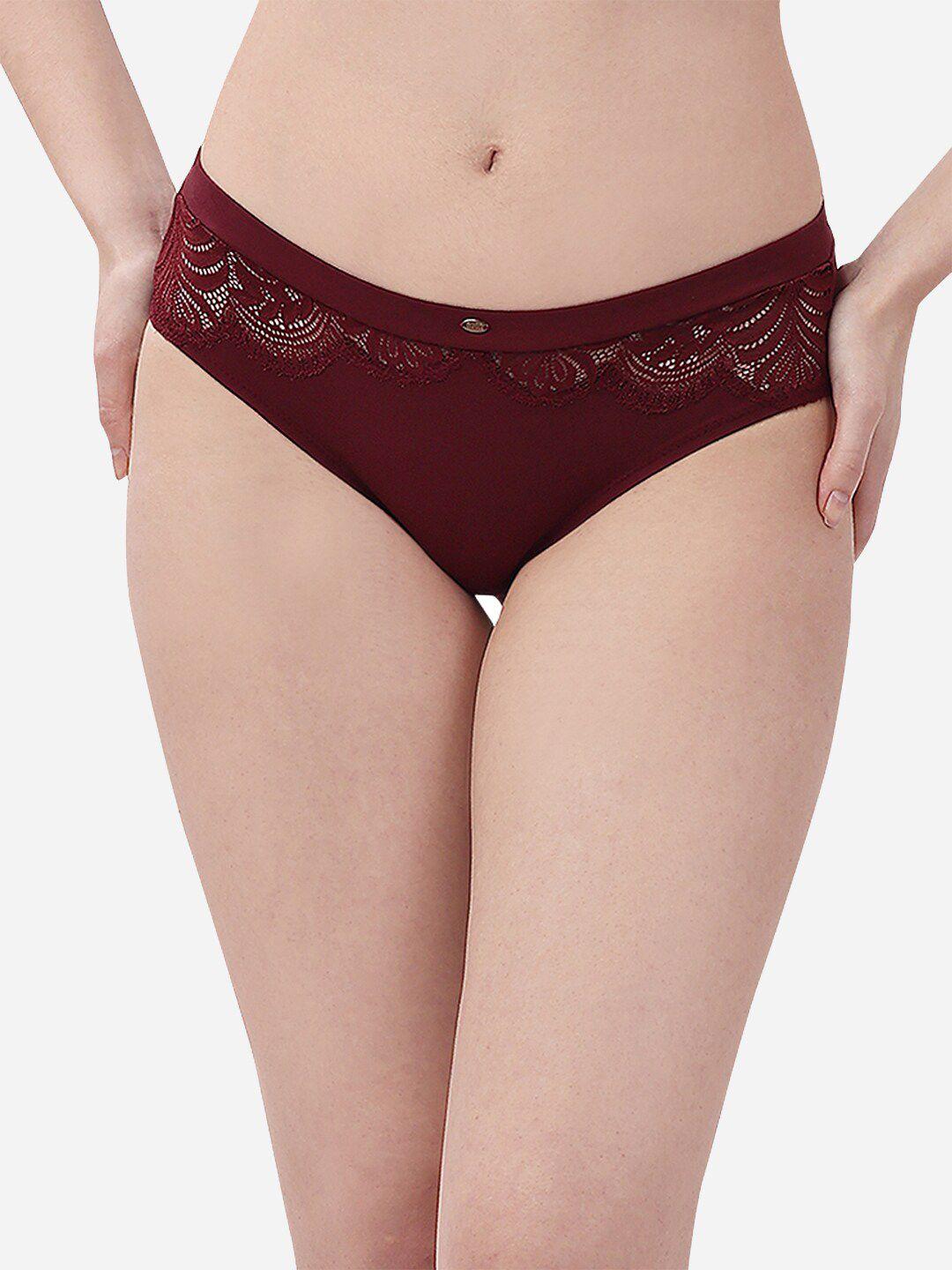 soie women high-waist inner elastic full-coverage laced hipster brief
