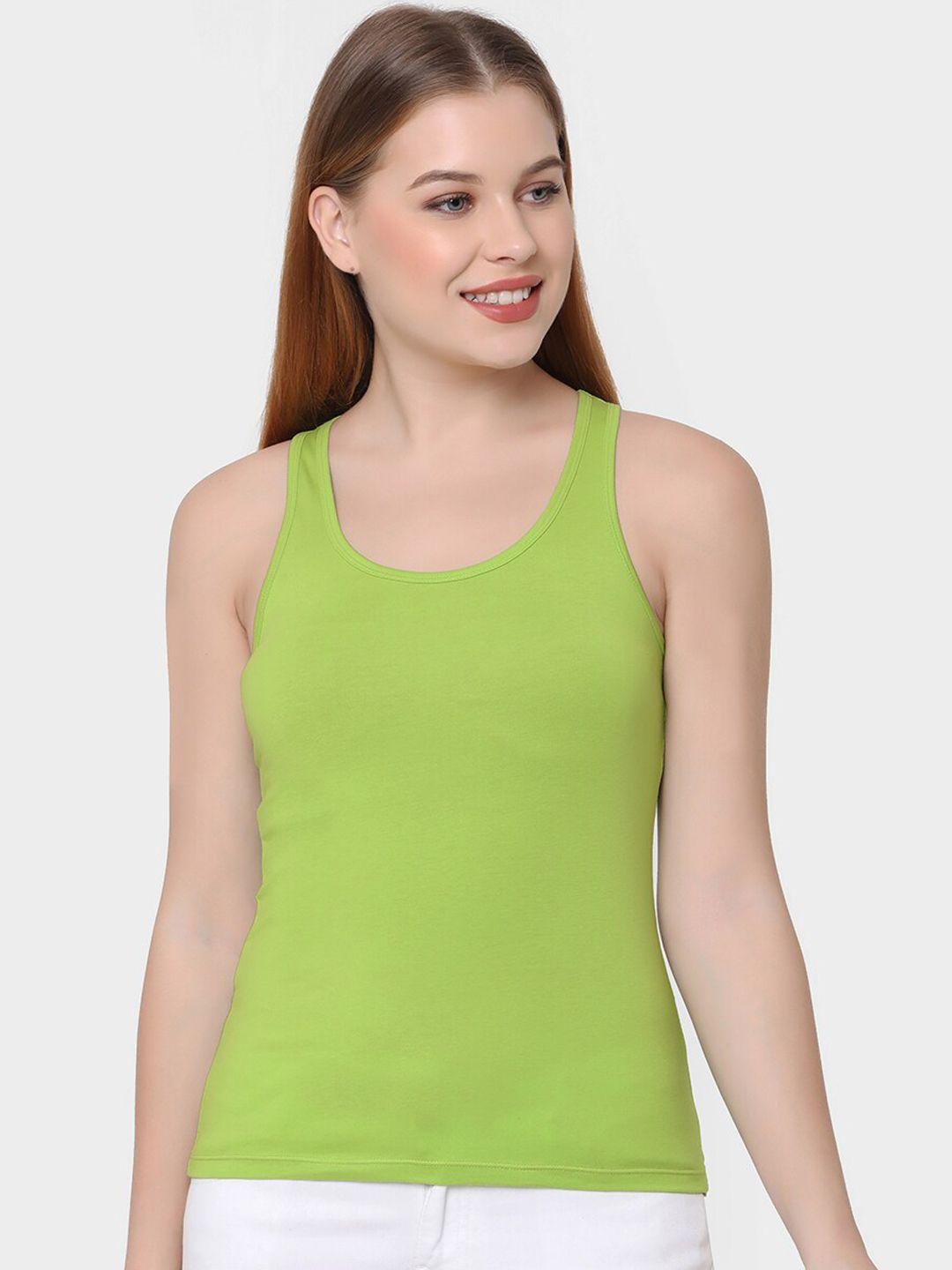 soie women lime green solid camisole