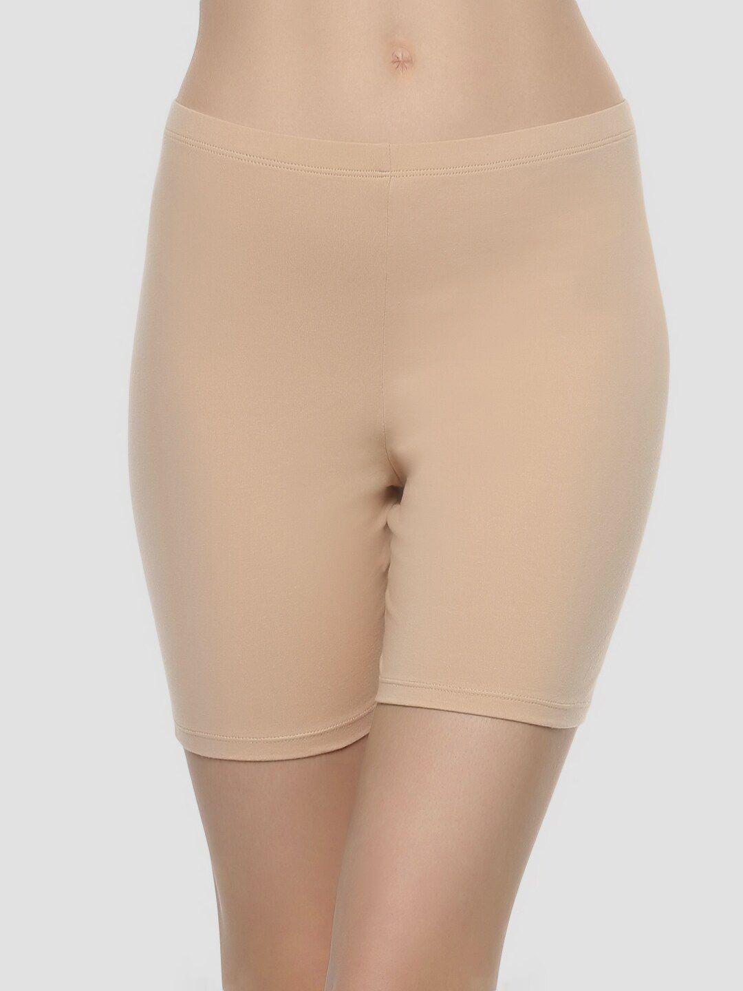 soie women nude-coloured solid cycling shorts cs-1