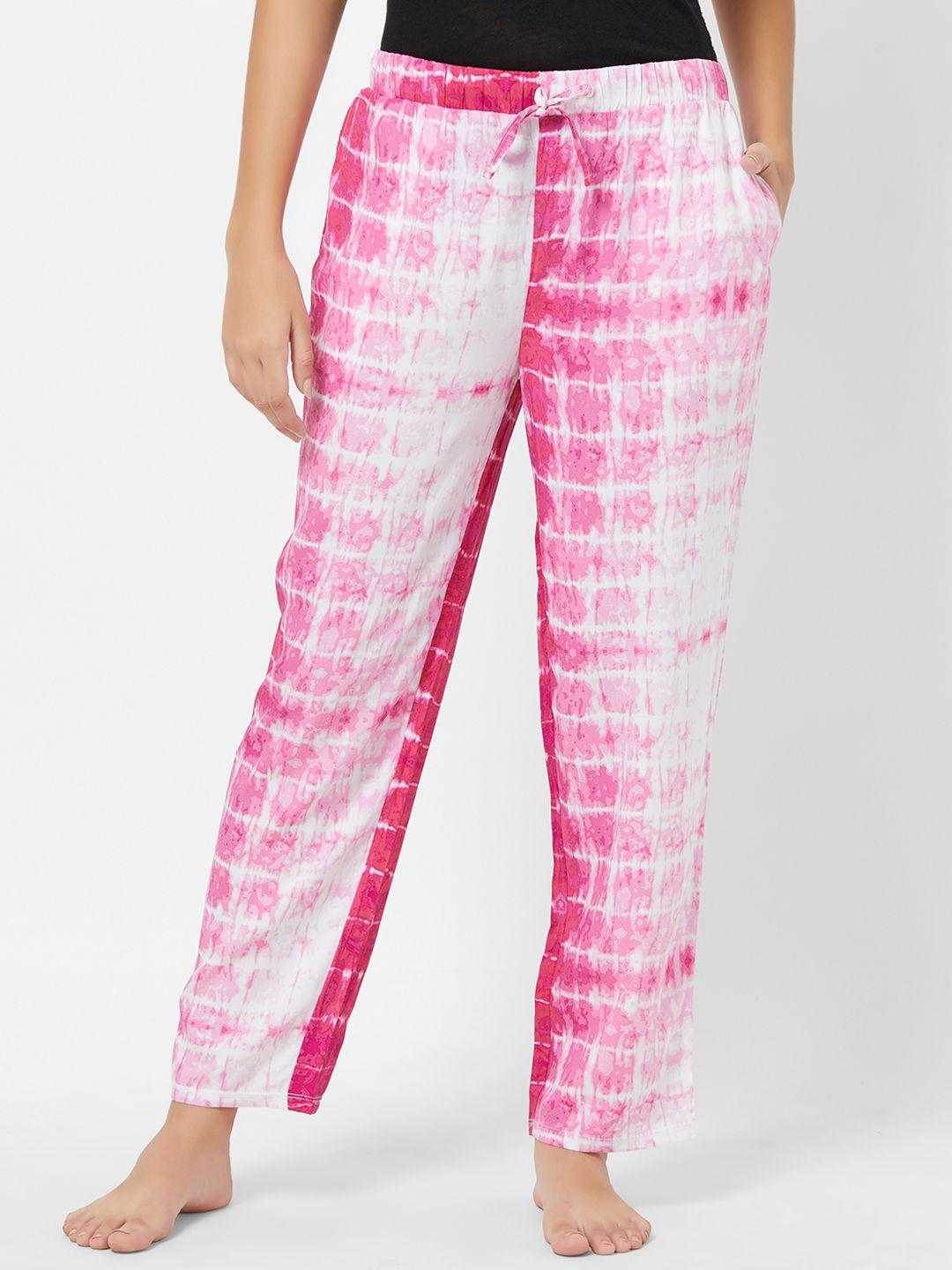soie women pink & white printed lounge pants