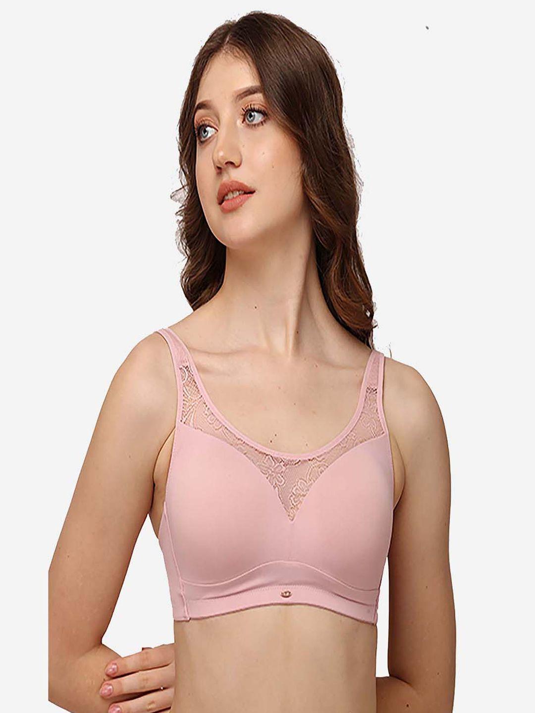 soie women pink full coverage lightly padded non wired bra cb-132mist-mist