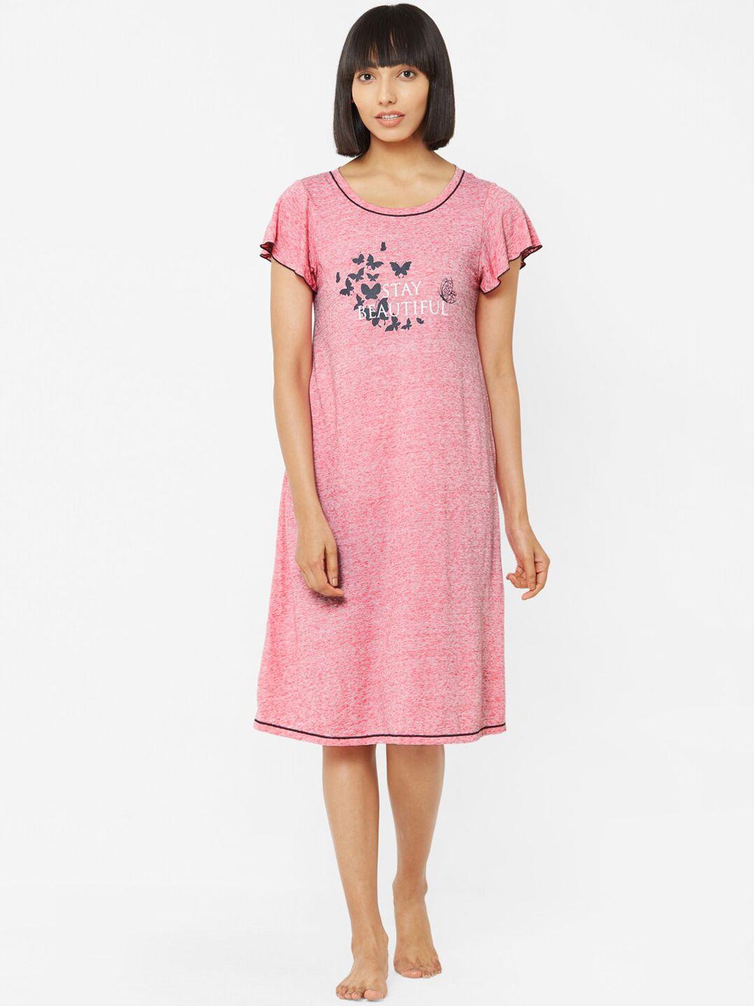 soie women pink printed nightdress