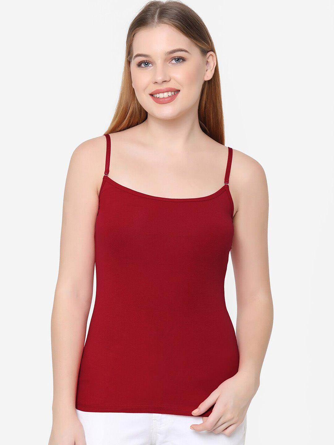 soie women red solid camisole