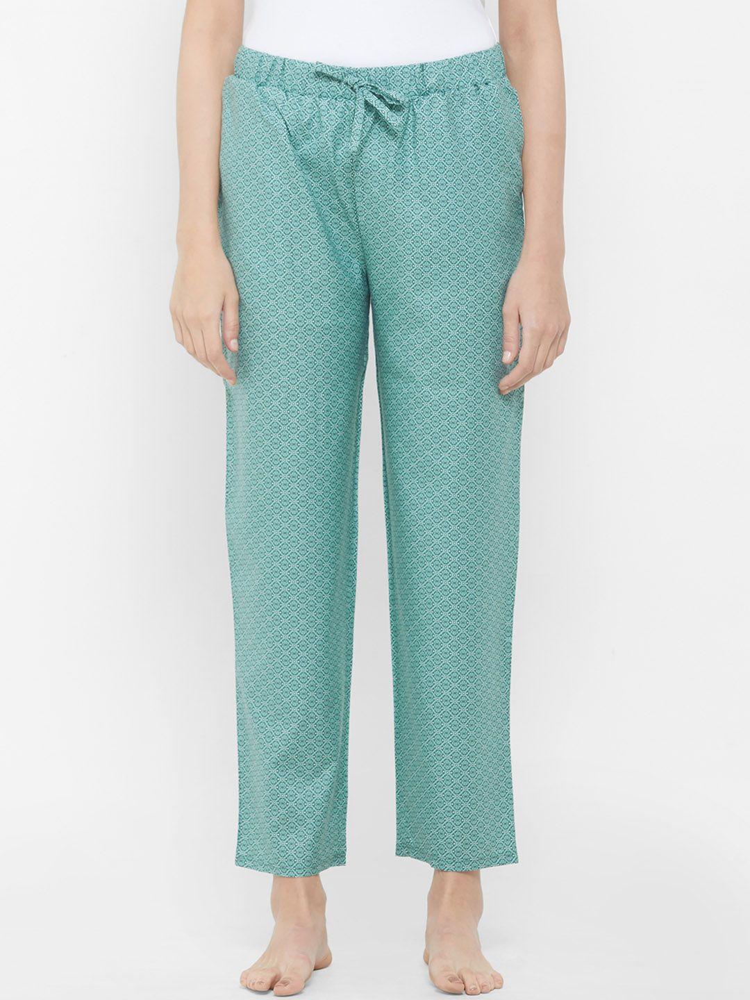 soie women turquoise blue printed pyjamas nt-121