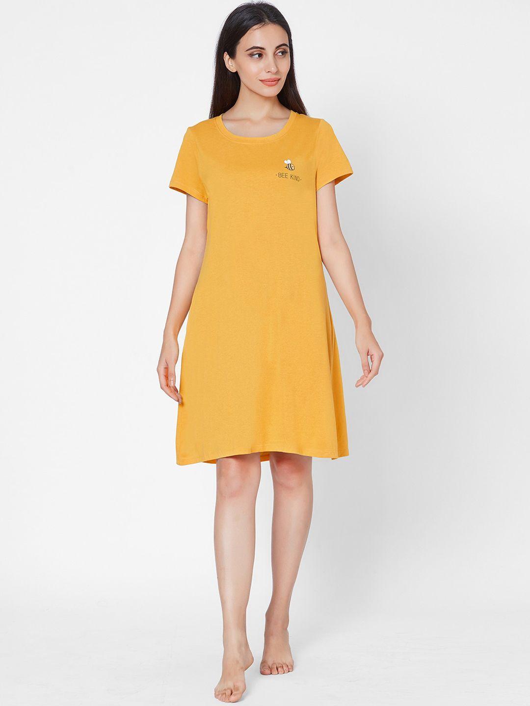 soie women yellow solid nightdress