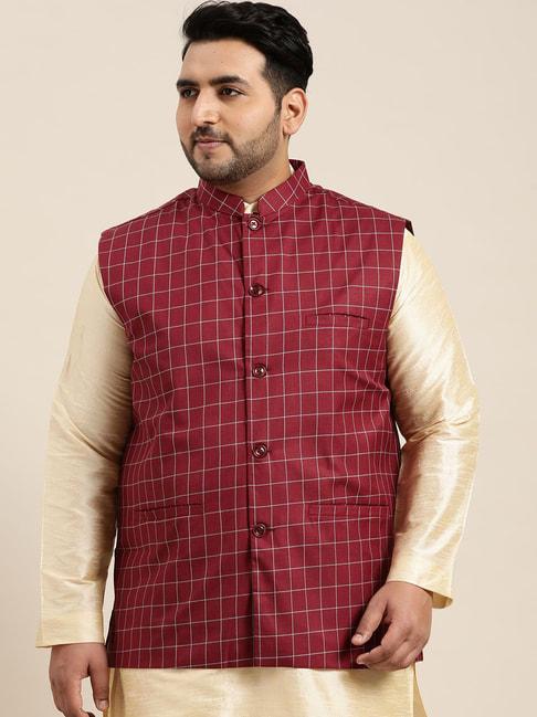 sojanya brown comfort fit checks nehru jacket