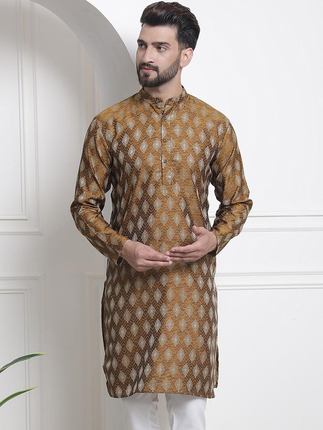 sojanya ethnic woven design mandarin collar straight kurta