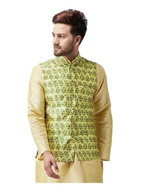 sojanya lime abstract print nehru jacket