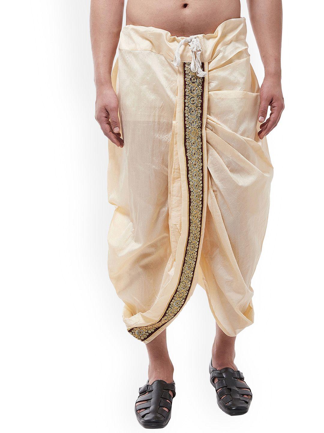 sojanya men beige solid stitched dhoti
