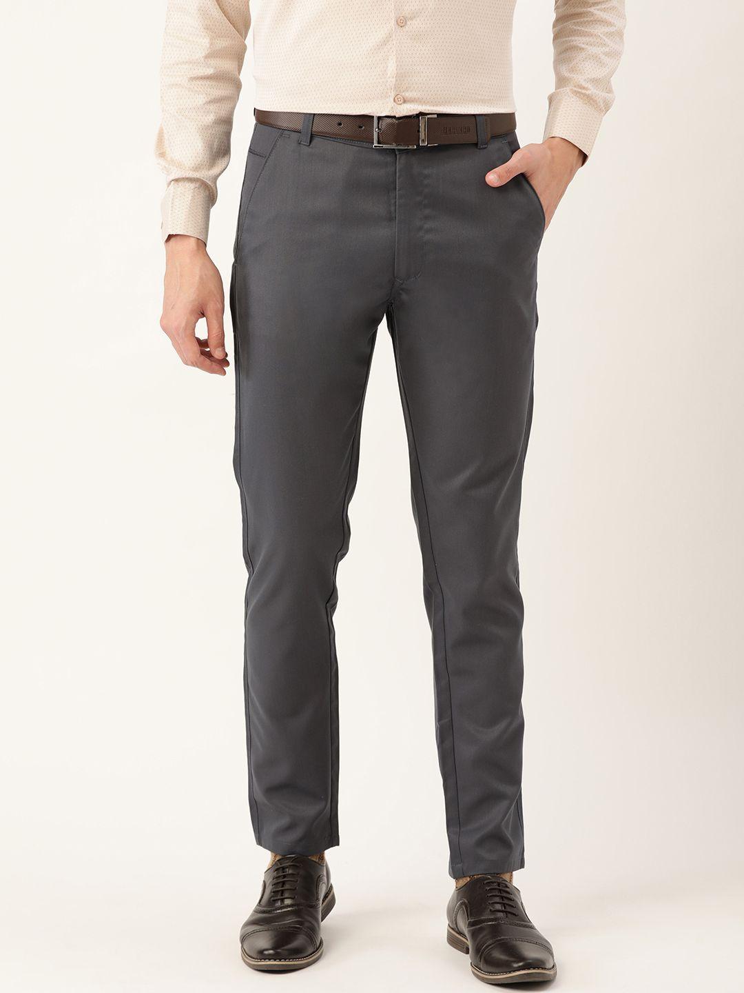 sojanya men charcoal grey smart fit formal trousers